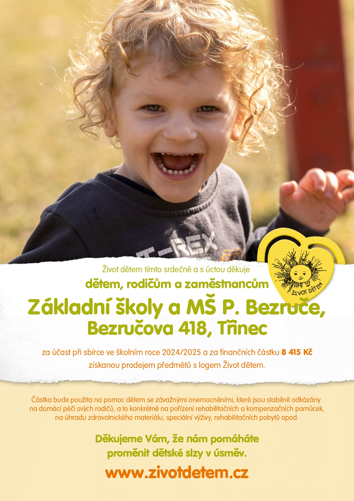 Pomáháme tam, kde je to potřeba: Velké poděkování z organizace Život dětem